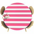thumbnail image 1 of Pink Striped Round Tablecloth 55-60 Inch Round Fitted Table Cloth with Elastic Edge, Modern Simple Monochrome Geometric White Waterproof Table Cover Protector for Outdoor Picnic Party Dining, 1 of 6