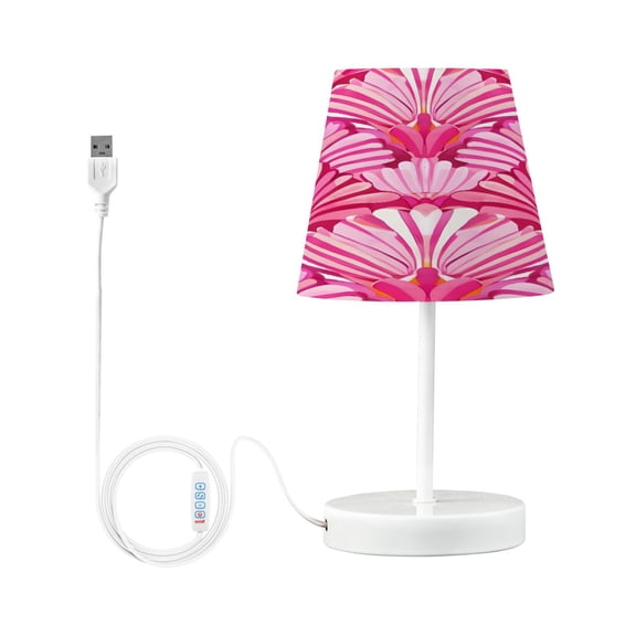 Pink Striped Shells Desk Lamp LED Table Nightstand Lamps with 3 Color Temperatures for Home Bedroom Living Room Decor 8x12