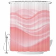 thumbnail image 1 of Pink Striped Shower Curtain, Waterproof Shower Curtains for Bathroom, Modern Abstract Art Wave Moire Gradient Washable Fabric Bathtub Curtain Set Bath Decor with 12 Hooks 72"x78", 1 of 8