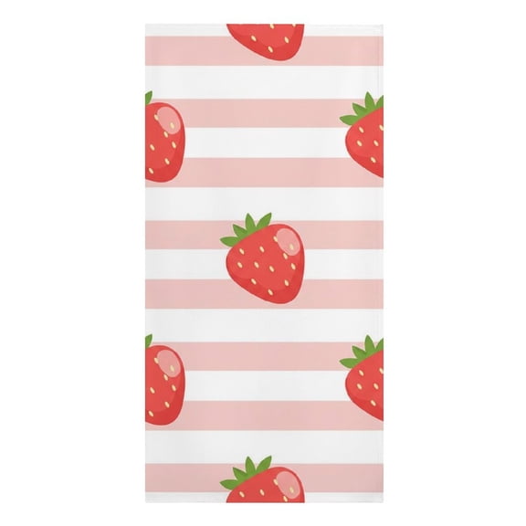 Pink Striped Strawberry Pattern Microfiber Beach Towel Absorbent Compact Towels for Swimming Pool Beach Travel Things for Vacation Essentials Adult Gift,61.4×30.3Inch