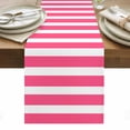 thumbnail image 1 of Pink Striped Table Runner - 70 Inch Long, Kitchen Dining Table Runner Dresser Scarves, Modern Simple Monochrome Geometric White Farmhouse Decor for Coffee Tables Wedding Party Banquet, 1 of 8