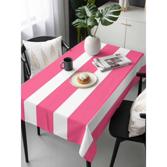 Pink Striped Tablecloth Rectangle Table Cloth 60x120, Waterproof Tablecloth Outdoor Table Cloth, Modern Simple Monochrome Geometric White Washable Table Cover for Kitchen Dinning Party