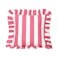 thumbnail image 1 of Pink Striped Throw Pillow Cover Ruffled Decorative Pillow Case Soft Plush Accent for Couch Sofa Living Room Home Decor 1 Pack, 1 of 8