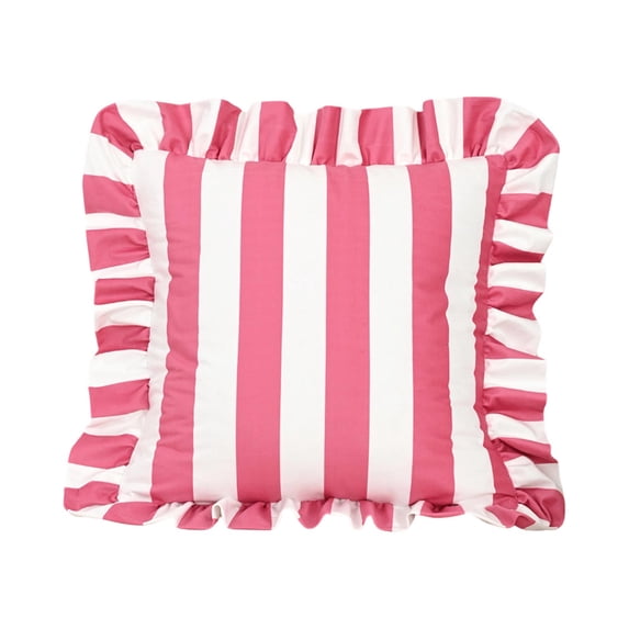 Pink Striped Throw Pillow Cover Ruffled Decorative Pillow Case Soft Plush Accent for Couch Sofa Living Room Home Decor 1 Pack