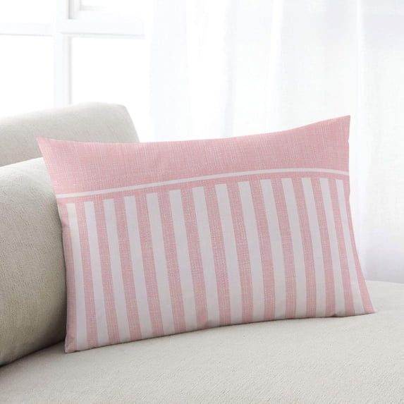 Pink Striped Throw Pillow Covers, Boho Stripes Minimalist Linen Texture Soft Breathable Pillow Cases with Invisible Zipper for Sleeping, Small Pillowcases for Couch Bed Sofa Chair 16x24 Inches