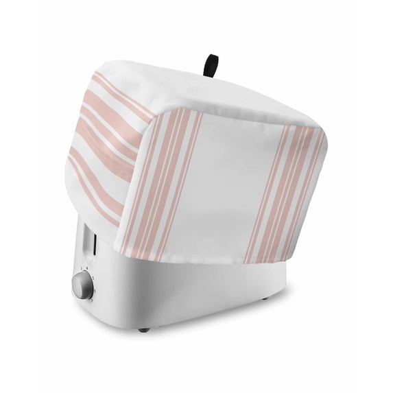Pink Striped Toaster Cover 2 Slice, Modern White Striped Abstract Art Aesthetics Dustproof Bread Machine Oven Cover with Storage Pockets, Fits Most Kitchen Toasters Protector