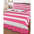 thumbnail image 1 of Pink Striped Twin Size Down Alternative Comforter, Lightweight Comforter Quilt Bedding Set with Pillow Shams Modern Simple Monochrome Geometric White All Seasons Bed Comforter Duvet Insert 68"x86", 1 of 7