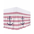 thumbnail image 1 of Pink Stripes Bed Skirt King Size 18&nbsp;Inch Drop, Anchor Nautical Geometric Wrap Around Dust Ruffle Bedskirts, Wrinkle & Fade Resistant Easy Fit Bedskirt with Adjustable Elastic, 1 of 8