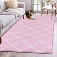 thumbnail image 1 of Pink Stripes Line Washable Area Rugs 4'x6', Country Abstract Art Waves Striped Classic Low Pile Throw Living Room Rug Non-Slip Sturdy Edge Binding Carpet for Indoor Entryway Bedside Kitchen, 1 of 9