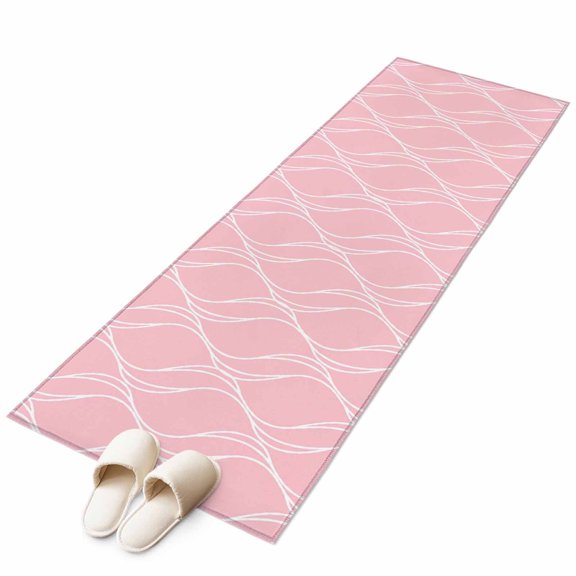 Pink Stripes Lines Washable Area Rug 2x6ft Abstract Waves Striped Classic Soft Rectangle Rugs for Living Room, Non Slip Carpet for Bedroom Entryway Dining Room