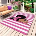 thumbnail image 1 of Pink Stripes Outdoor Rug for Patio/Deck/Porch, Non-Slip Large Area Rug 4 x 6 Ft, Cartoon Funny Bow Girl Vertical Striped Indoor Outdoor Rugs Washable Area Rugs, Reversible Camping Rug Carpet Runner, 1 of 8