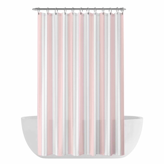 Pink Stripes Shower Curtain - Water Repellent Fabric Shower Curtains Washable, Vertical Stripe Minimalist Farmhouse Decorative Polyester Cloth Bathroom Curtains Modern Bath Decor 36"x72"