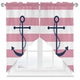 thumbnail image 1 of Pink Stripes Swag Valances for Windows 2 Pack Anchor Nautical Geometric Swag Kitchen Curtains 63 Inches Long Rod Pocket Short Window Treatment for Kitchen Bathroom 36"x63", 1 of 8