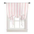 thumbnail image 1 of Pink Stripes Tie Up Curtains for Kitchen Bathroom Bedroom Windows 45 Inch Length, Farmhouse White Simple Vertical Striped Balloon Drape Curtains Shade Rod Pocket Drapery Curtain Panel, 34"x45", 1 of 7