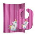 thumbnail image 1 of Pink Stripes Unicorn Baby Bib and Burp Cloth, 1 of 1