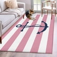 thumbnail image 1 of Pink Stripes Washable Area Rugs 3'x5', Anchor Nautical Low Pile Throw Living Room Rug Non-Slip Sturdy Edge Binding Carpet for Indoor Entryway Bedside Kitchen, 1 of 9