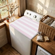 Pink Stripes Washer and Dryer Topper Dustproof Dryer Top Protector Mat Non Slip Modern Boho Simple Lines Art Washing Machine Top Cover Pad for Laundry Room Kitchen Countertop Decor 23.6" x 19.7"