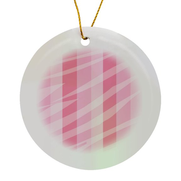3drose, Pink Stripes Zebra Print, Circle Porcelain Ornament