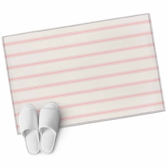 Pink Strips Area Rug 2x3ft Classic Pink Lines Non-Slip Washable Square Rugs Soft Felt Indoor Floor Mat for Bedroom Kitchen Living Room Bathroom