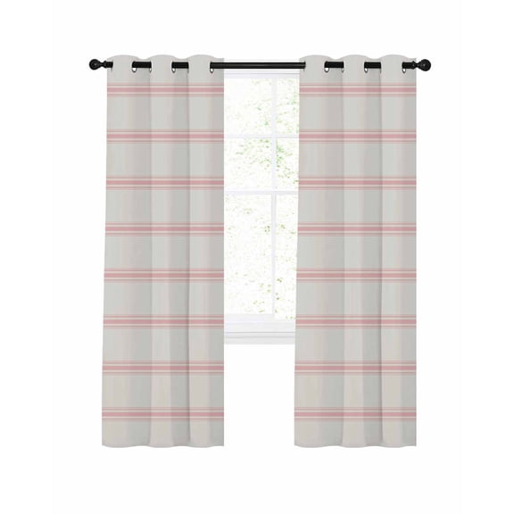 Pink Strips Blackout Curtains for Bedroom Living Room, Classic Pink Lines 45 In Long Thermal Insulated Room Darkening Drapes Grommet Window Treatments, 42 x 45 In