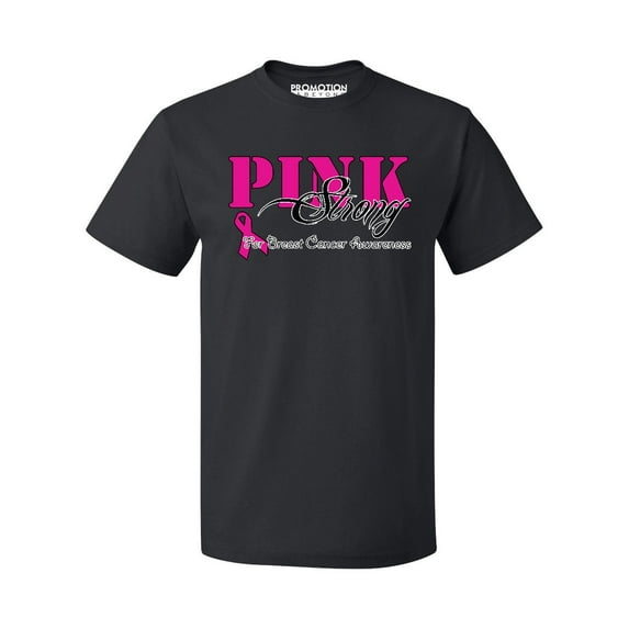 Pink Strong Breast Cancer Awareness Support Family Friends Run Walk Marathon Men's T-shirt, 3XL, Black