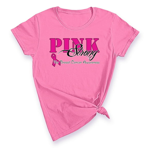Pink Strong Breast Cancer Awareness Support Family Friends Run Walk Marathon Women's T-shirt, S, Azalea Pink
