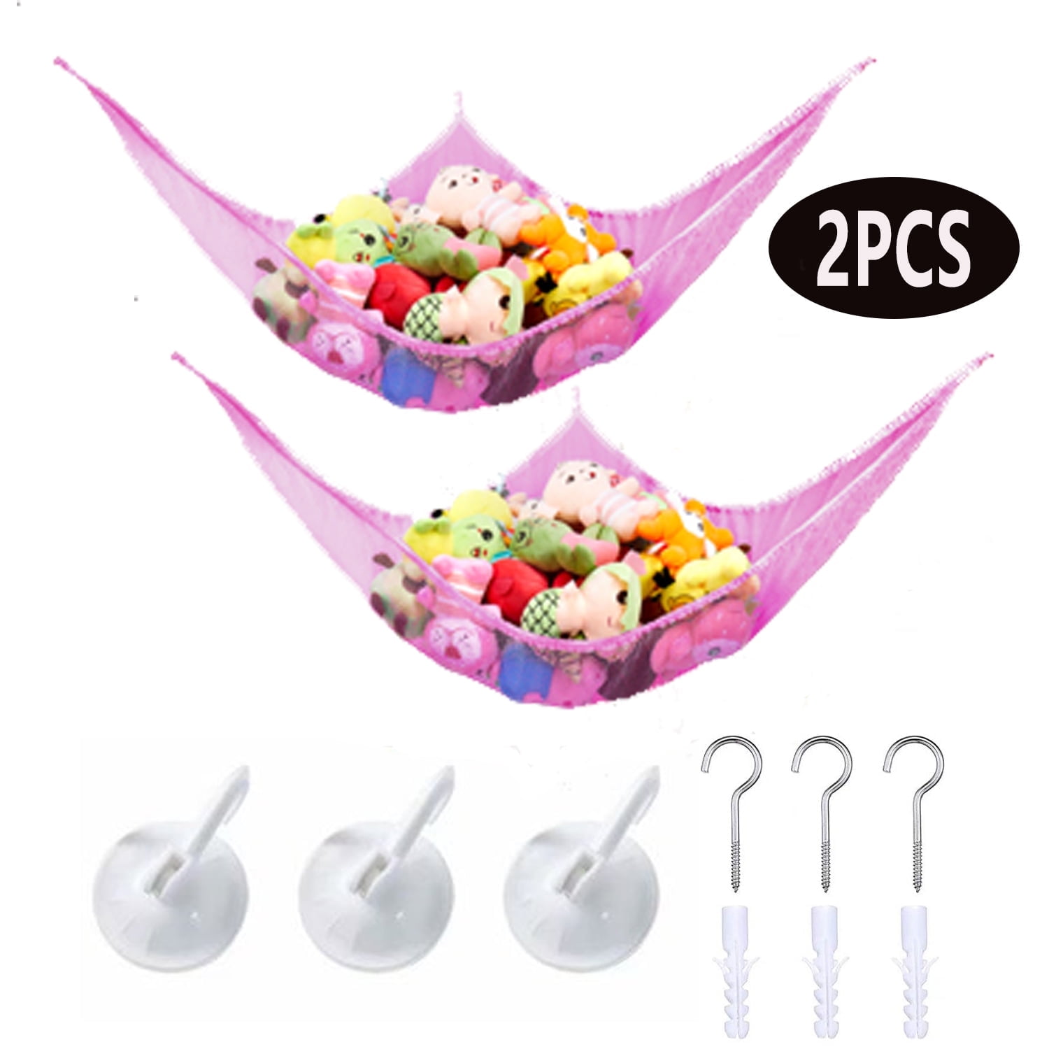 Pink Stuffed Animal Storage Nets,Set of 2,Toy Organizer 83*59*59in 7mm