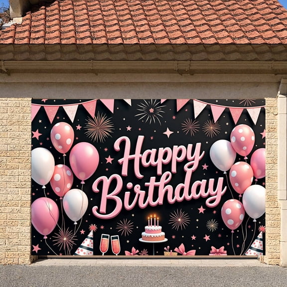 Pink Style Banner Polka Dot Birthday Display Balloon Decor Star Pattern Party Backdrop for Birthday Party Kids Party Indoor Decoration