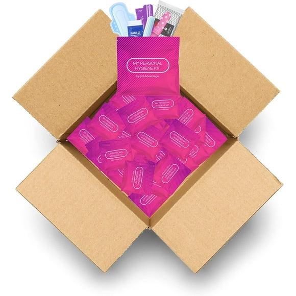 Pink Style Menstrual Kit All-in-One 60 Pack | Convenience on The Go | Period Kit Pack for Travelling, Tweens & Teenagers or just When Youre Out | Individually Wrapped Feminine Hygiene Product