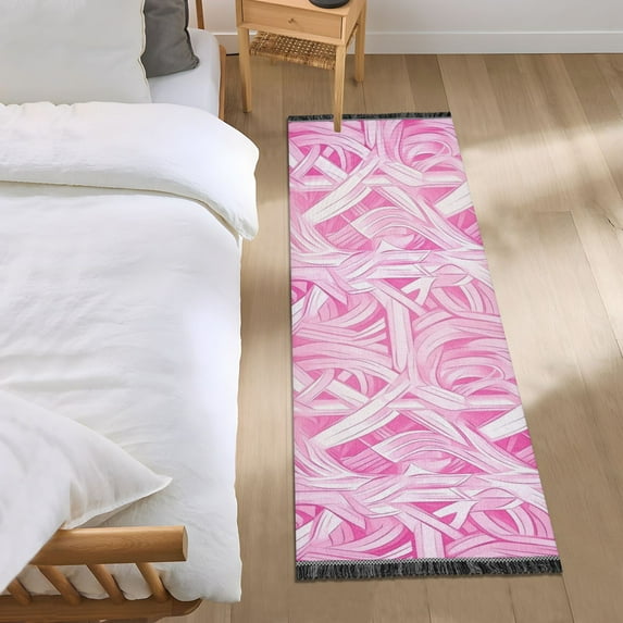 Pink Style Pattern Bedroom Runner Rug 2'x 6' Non Slip Carpet Indoor Home Area Rug Living Room