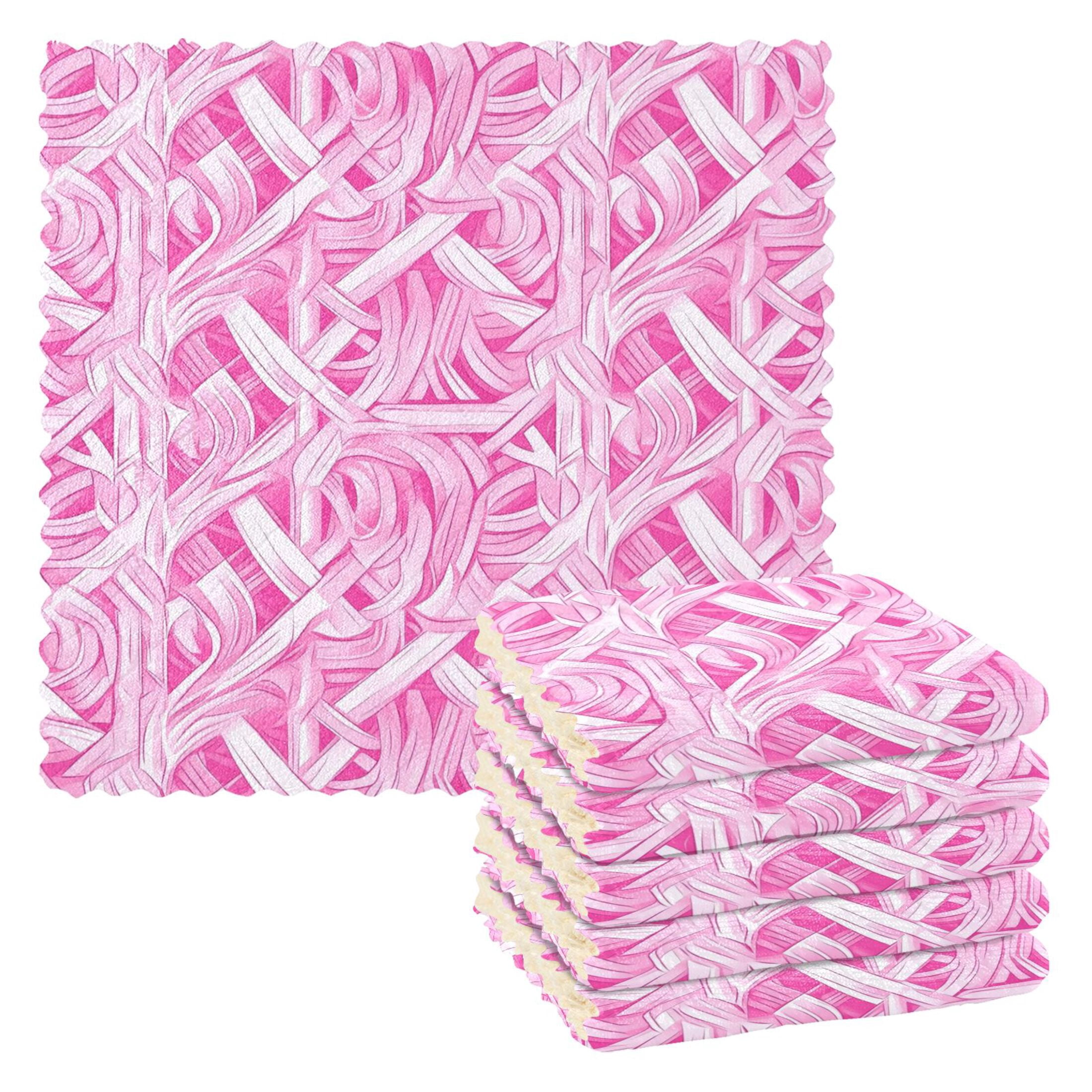 Pink. Shop Rags Pink Style Pattern Kitchen Cloth Dish Towels for Drying Washing ...