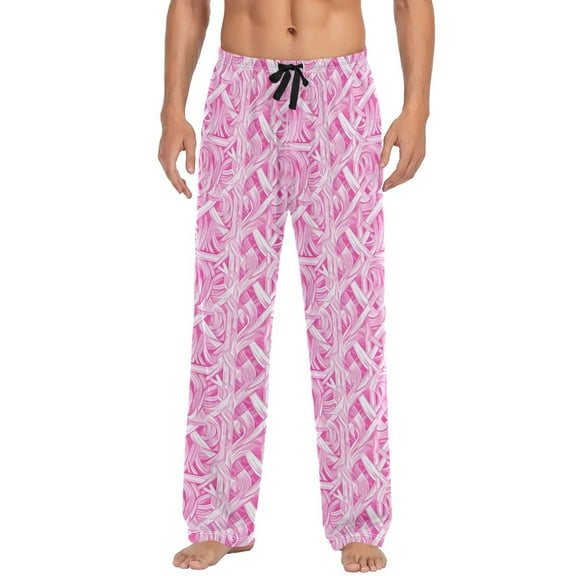 Pink Style Pattern Mens Pajama Pant Sleep and Lounge Bottons with Pockets