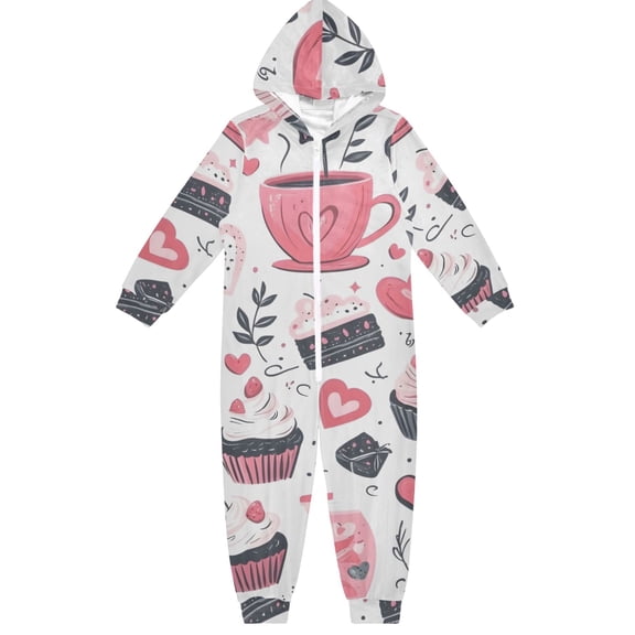 Pink Style Pink One Piece Pajamas Soft Jumpsuit Cozy Sleep and Play Romper Zipper and Pockets 9-11Y