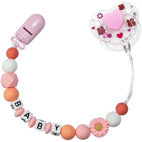 Pink Style Reborn Baby Dolls Pacifier Clips Accessories with Cute Magnetic Pacifier for Reborn Dolls Feeding Toy Accessories Set