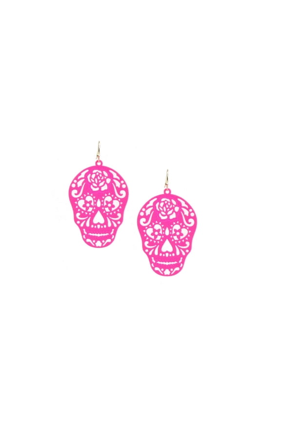 Pink Sugar Skull Earrings