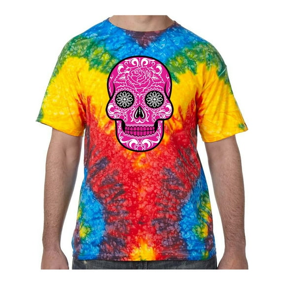 Pink Sugar Skull Tie Dye Tee Shirt - Woodstock, 2XL