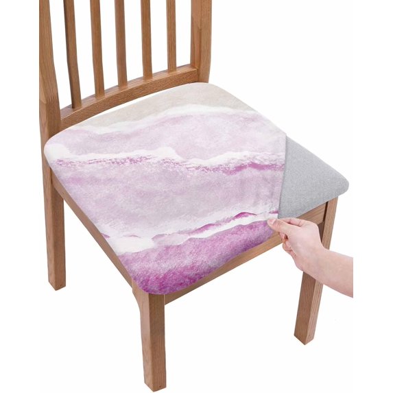 Pink Summer Beach Chair Seat Covers for Dinning Room 6 Pack, Comfortable Stretch Chair Slipcovers Cushion Protector for Banquet Kitchen Coastal Nautical Ocean Seaside