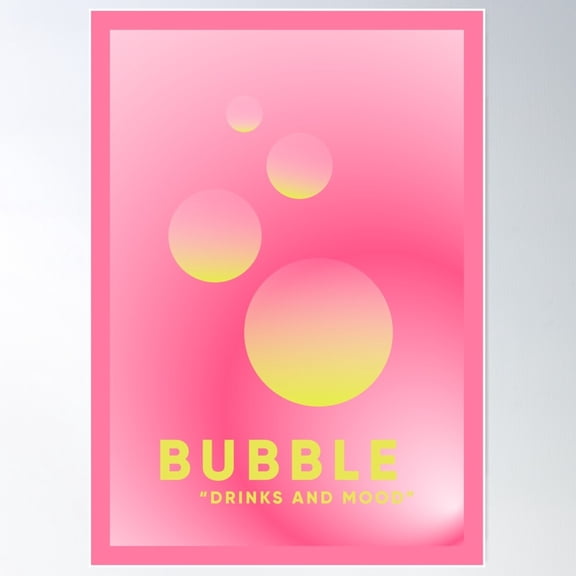 Pink Summer Gradient With Abstract Bubble Design Poster Wall Art, Modern Wall Decor For Living Room Bedroom, 8x12 UNFRAMED