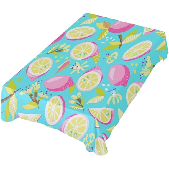 Pink Summer Lemon Tablecloth 60" x 120" Rectangle Table Cloth Cover Tabletop Fabric for Indoor Dining Room Outdoor Party Picnic Camping Restaurant House Decor