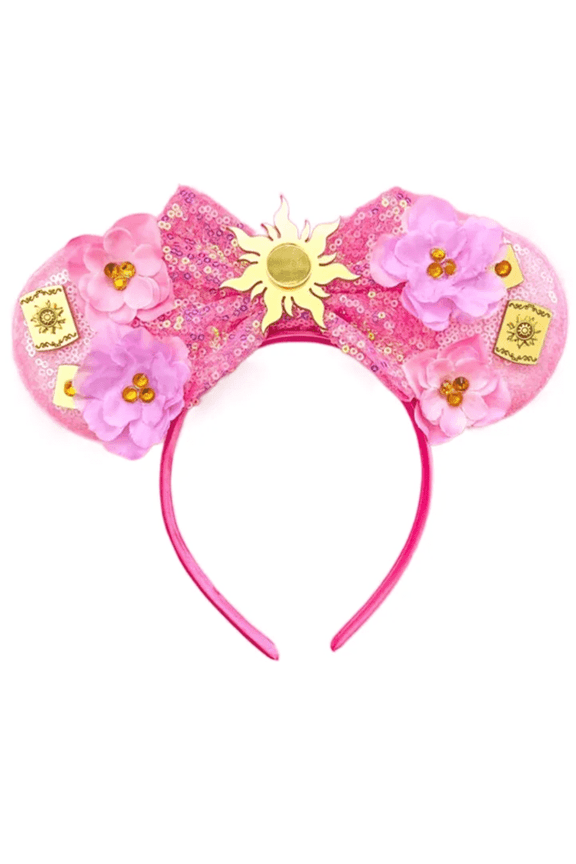 Pink Sun Flower Sequin Mickey Minnie Ears Headband / Minnie Inspired Princess Ears / Minnie Headband