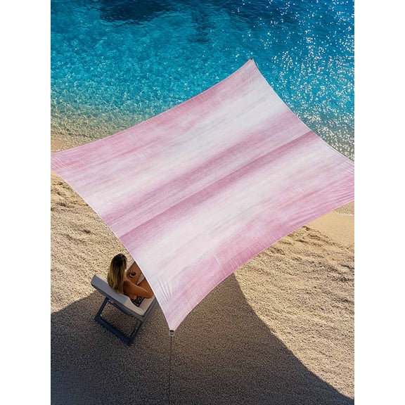 Pink Sun Shade Sail 8' x 10', Abstract Light Pink Ombre Linen Texture Modern Rustic Classic Rectangle Outdoor Sunshade Canopy, Waterproof UV Block Patio Covers for Garden Yard Beach