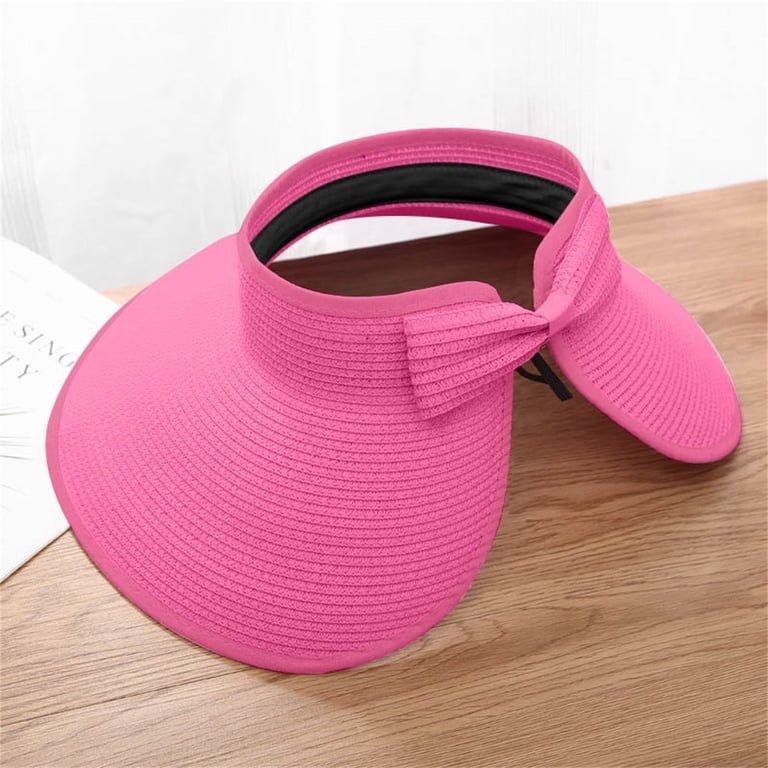 Womens Sun Straw Wide Brim Summer Foldable Roll Up Pink Hat Amazon.com: Generic Sun Hats for Women,Wide Brimed Beach Sun  main image 3