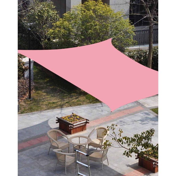 Pink Sun Shade Sail 14'x18' Rectangle Outdoor Shade Canopy, Pure Pink Porch Shades Outdoor Sun Blocking Screen, Sunshade Cloth Covers for Patio/Deck/Garden
