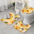 thumbnail image 1 of Pink Sunflower Daisy Pattern Bathroom Rugs Sets 3 Piece,Toilet Cover Set,Absorbent Non Slip Bathroom Mats Sets with U-Shaped Contour Rug Toilet Rug Set, 1 of 5