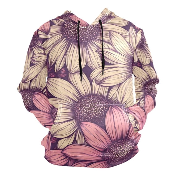 Pink Sunflower Illustration Men’s Hoodies Sweatshirt Fleece Jackets Long Sleeve Sweatshirts