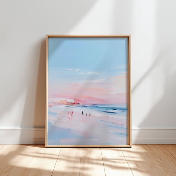 Pink Sunset Ocean : Coastal Beach House Art, Unframed Canvas Size 8x12