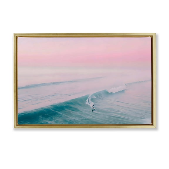Stupell Industries Pink Surf Pastel Sunset Gold Framed Floater Canvas Wall Art, design by LSR Design Studio, 21 x 31