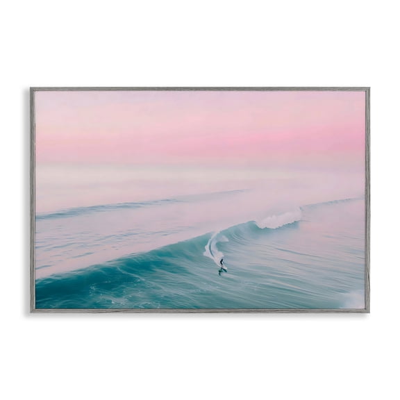 Stupell Industries Pink Surf Pastel Sunset Gray Framed Giclee Art, design by LSR Design Studio, 12 x 18