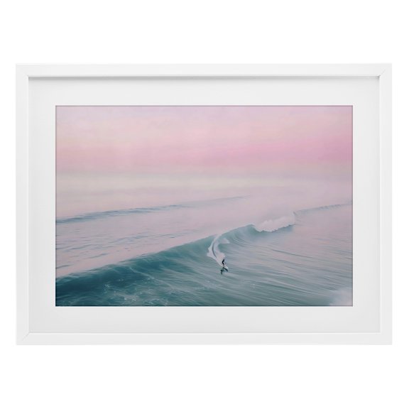 Stupell Industries Pink Surf Pastel Sunset White Framed Print Under Glass, design by LSR Design Studio, 17 x 23