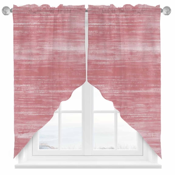Pink Swag Kitchen Curtain Valances, Modern Abstract Gradient Pink Lines Texture Rod Pocket Curtains Window Treatment Decor Valances for Bedroom Bathroom, 2 Panels 36 x 36 Inch
